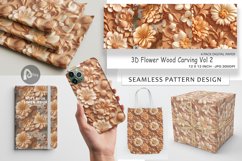 Digital Paper 3D Flower Wood Carving Product Image 1