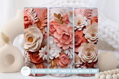 3D Blush and Gold Flowers Tumbler Wrap Sublimation PNG Product Image 3