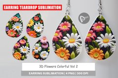 Earring Teardrop 3D Flowers Colorful Product Image 1