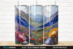 3D Flowers Fields Mountains 20/30oz Skinny Tumbler Product Image 1