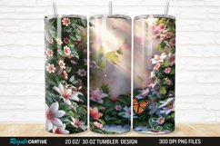 3D Flowers Garden And Butterfly 20/30oz Skinny Tumbler Product Image 1