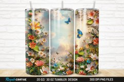 3D Flowers Garden And Butterfly 20/30oz Skinny Tumbler Product Image 1