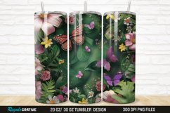 3D Flowers Garden And Butterfly 20/30oz Skinny Tumbler Product Image 1