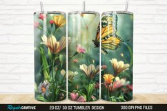 3D Flowers Garden And Butterfly 20/30oz Skinny Tumbler Product Image 1