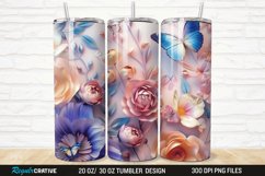 3D Flowers Garden And Butterfly 20/30oz Skinny Tumbler Product Image 1