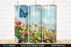 3D Flowers Garden And Butterfly 20/30oz Skinny Tumbler Product Image 1