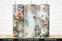 3D Flowers Garden And Butterfly 20/30oz Skinny Tumbler Product Image 1