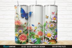 3D Flowers Garden And Butterfly 20/30oz Skinny Tumbler Product Image 1