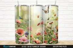 3D Flowers Garden And Butterfly 20/30oz Skinny Tumbler Product Image 1