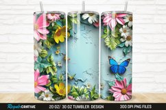 3D Flowers Garden And Butterfly 20/30oz Skinny Tumbler Product Image 1
