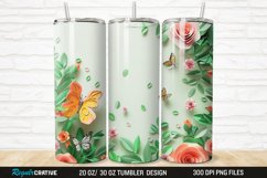 3D Flowers Garden And Butterfly 20/30oz Skinny Tumbler Product Image 1