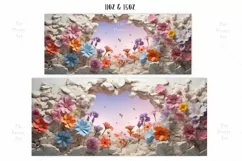 3d Flowers Mug Wrap Sublimation Designs, 3d Mug, Flowers Sublimation Png