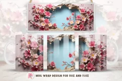 3d Flowers Mug Wrap Sublimation Designs, 3d Mug, Flowers Sublimation Png