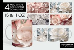 3D Flowers Mug Wrap Sublimation Designs 11Oz 15Oz