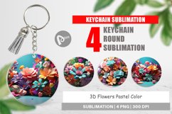 Keychain 3D Flowers Pastel Color Product Image 1