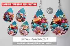 Earring Teardrop 3D Flowers Pastel Color Product Image 1