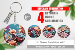 Keychain 3D Flowers Pastel Color Product Image 1