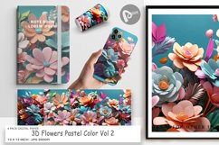 Digital Paper 3D Flowers Pastel Color Product Image 1