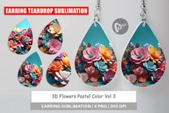 Earring Teardrop 3D Flowers Pastel Color Product Image 1