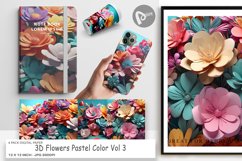 Digital Paper 3D Flowers Pastel Color Product Image 1