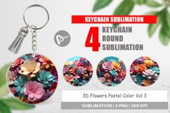Keychain 3D Flowers Pastel Color Product Image 1