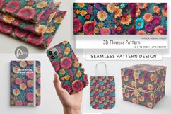 Digital Paper 3D Flowers Pattern Product Image 1