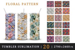 3d flowers pattern floral arrangement design wrap sublimation bundle for 20 oz skinny tumbler