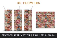 3d flowers pattern floral arrangement design wrap sublimation customize 20 OZ skinny tumbler Three-dimensional relief 3d effect