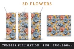3d flowers pattern floral arrangement design wrap sublimation customize 20 OZ skinny tumbler Three-dimensional relief 3d effect