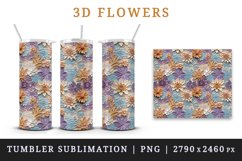 3d flowers pattern floral arrangement design wrap sublimation customize 20 OZ skinny tumbler Three-dimensional relief 3d effect