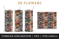 3d flowers pattern floral arrangement design wrap sublimation customize 20 OZ skinny tumbler Three-dimensional relief 3d effect