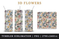 3d flowers pattern floral arrangement design wrap sublimation customize 20 OZ skinny tumbler Three-dimensional relief 3d effect