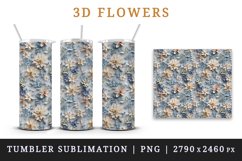 3d flowers pattern floral arrangement design wrap sublimation customize 20 OZ skinny tumbler Three-dimensional relief 3d effect