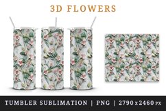 3d flowers pattern floral arrangement design wrap sublimation customize 20 OZ skinny tumbler Three-dimensional relief 3d effect