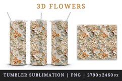3d flowers pattern floral arrangement design wrap sublimation customize 20 OZ skinny tumbler Three-dimensional relief 3d effect