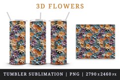3d flowers pattern floral arrangement design wrap sublimation for customize 20 OZ skinny tumbler three-dimensional relief effect