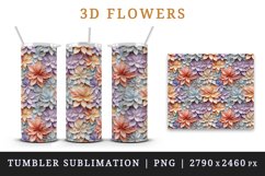 3d flowers pattern floral arrangement design wrap sublimation for customize 20 OZ skinny tumbler three-dimensional relief effect