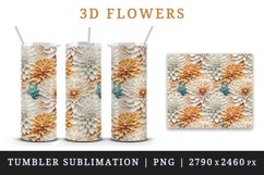3d flowers pattern floral arrangement design wrap sublimation for customize 20 OZ skinny tumbler three-dimensional relief effect