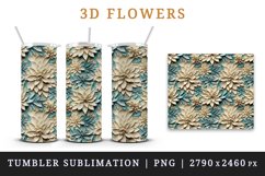 3d flowers pattern floral arrangement design wrap sublimation for customize 20 OZ skinny tumbler three-dimensional relief effect