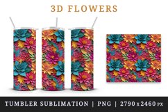 3d flowers pattern floral arrangement design wrap sublimation for customize 20 OZ skinny tumbler three-dimensional relief effect