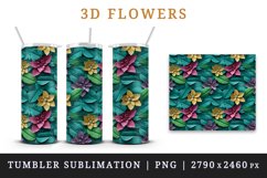 3d flowers pattern floral arrangement design wrap sublimation for customize 20 OZ skinny tumbler three-dimensional relief effect