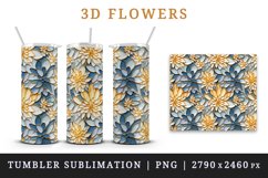 3d flowers pattern floral arrangement design wrap sublimation for customize 20 OZ skinny tumbler three-dimensional relief effect