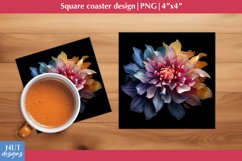 Floral square coaster design, 3D flower spring coaster png Product Image 1