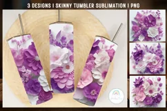 3D Purple Flowers Tumbler Sublimation Design PNG Product Image 2