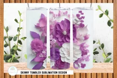 3D Purple Flowers Tumbler Sublimation Design PNG Product Image 3