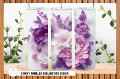 3D Purple Flowers Tumbler Sublimation Design PNG Product Image 4