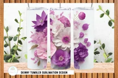 3D Purple Flowers Tumbler Sublimation Design PNG Product Image 5