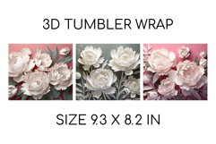 3D Flowers Tumbler Wrap 3D Sublimation Designs Bundle