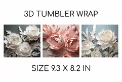 3D Flowers Tumbler Wrap 3D Tumbler Sublimation Bundle PNG