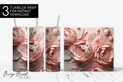 3D Flowers Tumbler Wrap 3D Tumbler Sublimation Bundle PNG